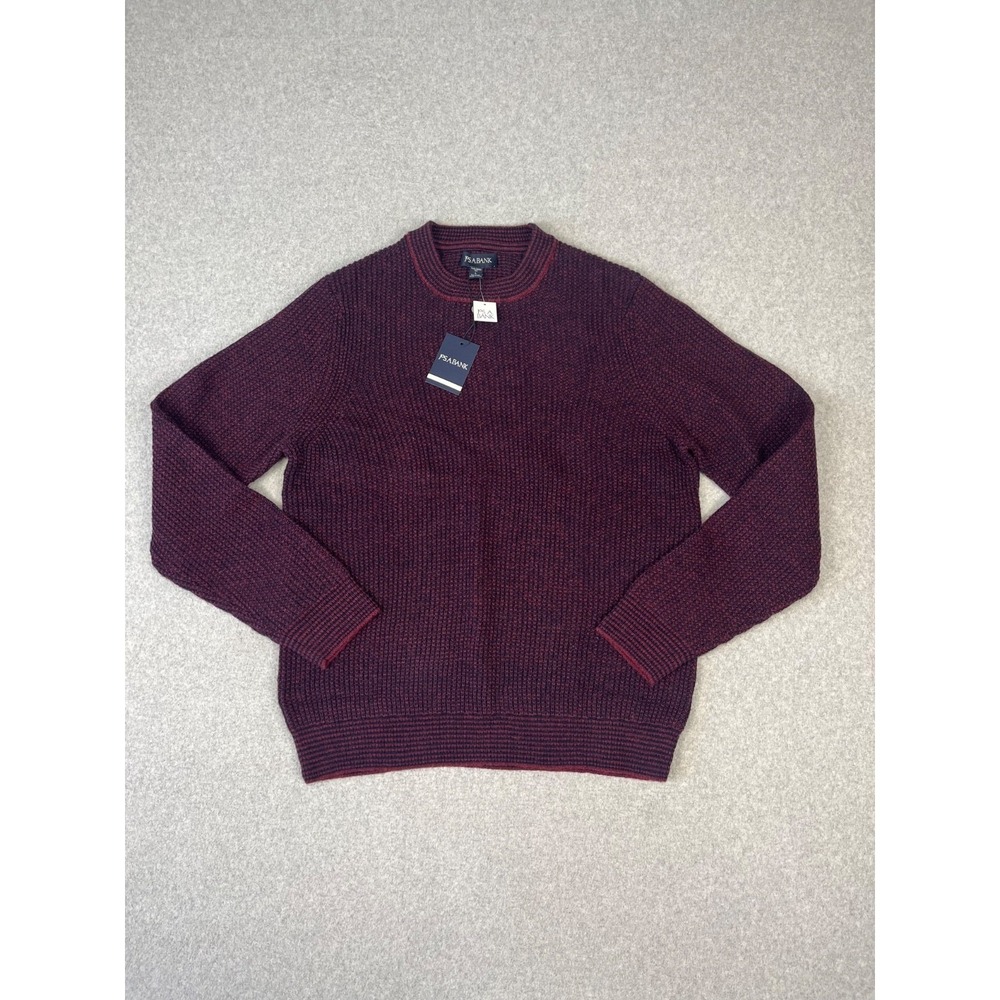 Jos A Bank Tailored Fit Sweater Mens L Plum Wool Blend Medium Knit Fisherman